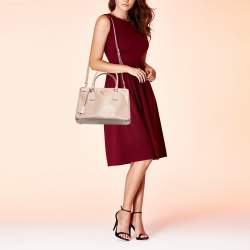 Pre Owned Prada Beige Saffiano Lux Leather Small Galleria Tote