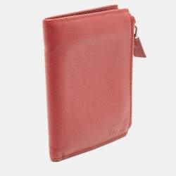 Prada Red Leather Compact Flap Wallet