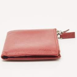 Prada Red Leather Compact Flap Wallet