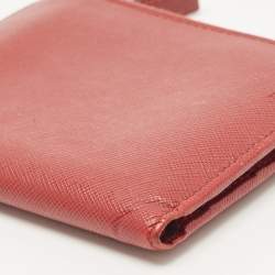 Prada Red Leather Compact Flap Wallet