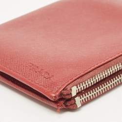 Prada Red Leather Compact Flap Wallet