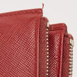 Prada Red Leather Compact Flap Wallet