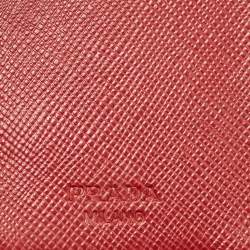 Prada Red Leather Compact Flap Wallet