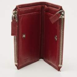 Prada Red Leather Compact Flap Wallet