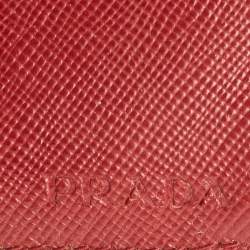 Prada Red Leather Compact Flap Wallet