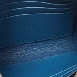 Prada Blue Saffiano Lux Leather Flat Wristlet Pouch