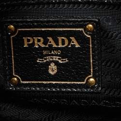 Pre Owned Prada Talco Craquele Leather Studded Bauletto Tote