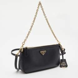 Prada Black Saffiano Lux Leather Re-Edition 2000 Shoulder Bag
