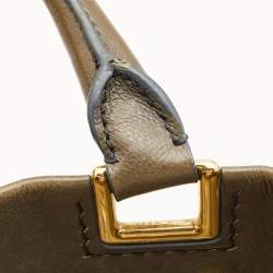 Pre Owned Prada Khaki Green Leather Open Tote