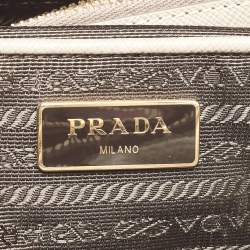 Pre Owned Prada Grey Saffiano Lux Leather Large Galleria Double Zip Tote