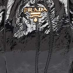 Pre Owned Prada Black Stripes Patent Leather Wristlet Clutch