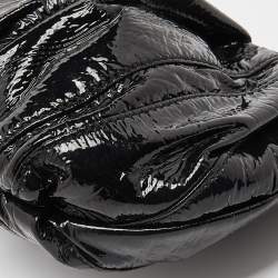 Pre Owned Prada Black Stripes Patent Leather Wristlet Clutch