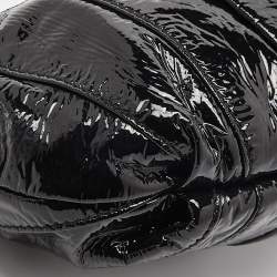 Pre Owned Prada Black Stripes Patent Leather Wristlet Clutch