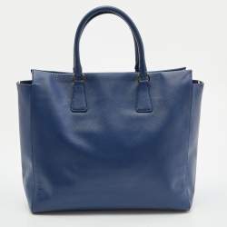 Prada Blue Saffiano Lux Leather Galleria Tote