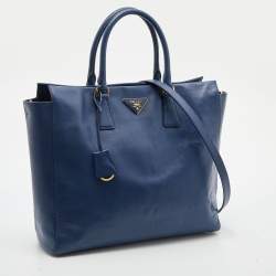 Prada Blue Saffiano Lux Leather Galleria Tote