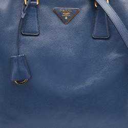 Prada Blue Saffiano Lux Leather Galleria Tote