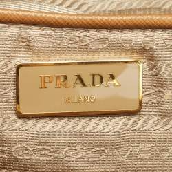 Pre Owned Prada Camel Brown Saffiano Lux Leather Extra Large Double Zip Tote