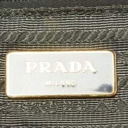 Prada Grey Nylon and Leather Buckle Messenger Bag