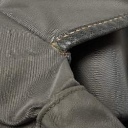 Prada Grey Nylon and Leather Buckle Messenger Bag