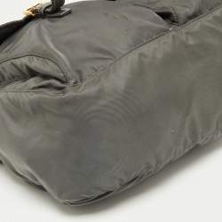 Pre Owned Prada Grey Nylon and Leather Buckle Messenger Bag