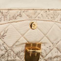 Pre Owned Prada Beige Floral Print Quilted Satin Flap Chain Bag