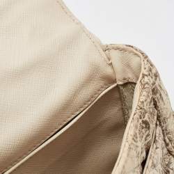 Pre Owned Prada Beige Floral Print Quilted Satin Flap Chain Bag