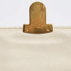 Pre Owned Prada Beige Floral Print Quilted Satin Flap Chain Bag