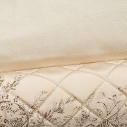 Pre Owned Prada Beige Floral Print Quilted Satin Flap Chain Bag