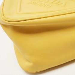 Pre Owned Prada Yellow/Black Leather Triangle Shoulder Bag