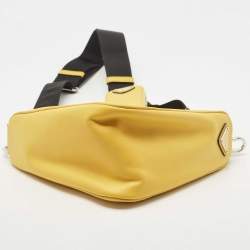 Pre Owned Prada Yellow/Black Leather Triangle Shoulder Bag