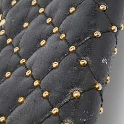Pre Owned Prada Black Quilted Leather Studded Continental Wallet