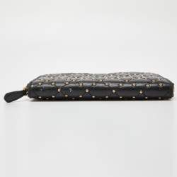 Pre Owned Prada Black Quilted Leather Studded Continental Wallet