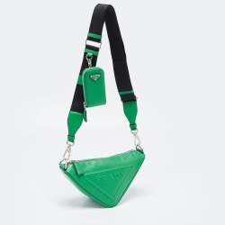 Prada Green Leather Small Triangle Shoulder Bag