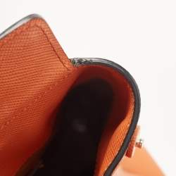 Pre Owned Prada Orange Saffiano Leather Large Twin Tote