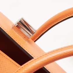 Pre Owned Prada Orange Saffiano Leather Large Twin Tote