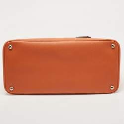 Pre Owned Prada Orange Saffiano Leather Large Twin Tote