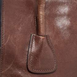 Pre Owned Prada Brown Leather Twin Pocket Tote