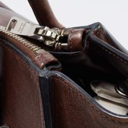 Pre Owned Prada Brown Leather Twin Pocket Tote