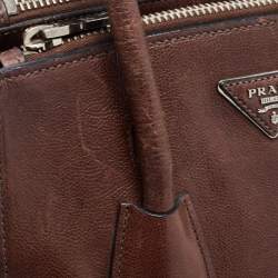 Pre Owned Prada Brown Leather Twin Pocket Tote