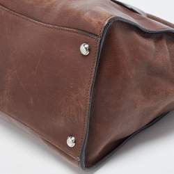 Pre Owned Prada Brown Leather Twin Pocket Tote
