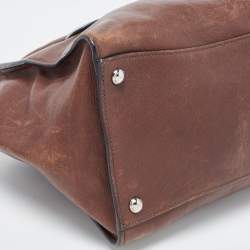 Pre Owned Prada Brown Leather Twin Pocket Tote