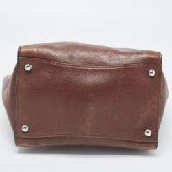 Pre Owned Prada Brown Leather Twin Pocket Tote