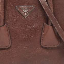 Pre Owned Prada Brown Leather Twin Pocket Tote
