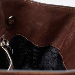Pre Owned Prada Brown Leather Twin Pocket Tote