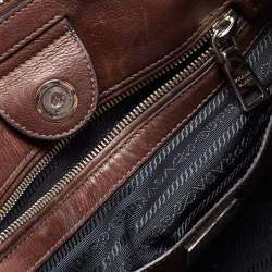 Pre Owned Prada Brown Leather Twin Pocket Tote