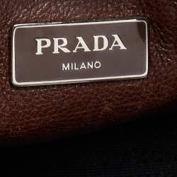 Pre Owned Prada Brown Leather Twin Pocket Tote