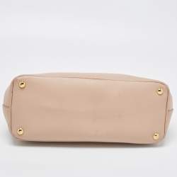 Pre Owned Prada Beige Saffiano Leather Medium Galleria Double Zip Tote