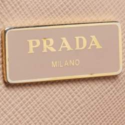 Pre Owned Prada Beige Saffiano Leather Medium Galleria Double Zip Tote