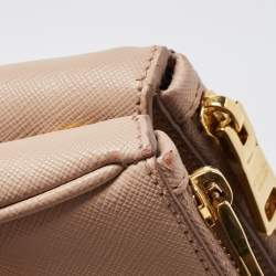 Pre Owned Prada Beige Saffiano Leather Medium Galleria Double Zip Tote