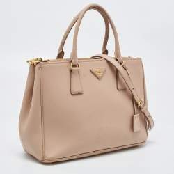 Pre Owned Prada Beige Saffiano Leather Medium Galleria Double Zip Tote